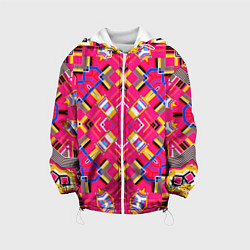 Куртка с капюшоном детская Розовый абстрактный современный узор, цвет: 3D-белый