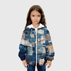 Куртка с капюшоном детская Patchwork Jeans Осень Зима 2023, цвет: 3D-белый — фото 2