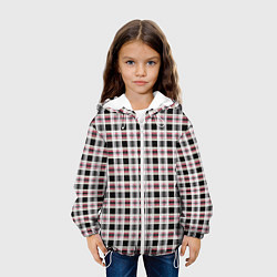 Куртка с капюшоном детская Клетчатый красно-черный паттерн, цвет: 3D-белый — фото 2
