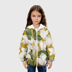 Куртка с капюшоном детская Цветы Белые Лилии, цвет: 3D-белый — фото 2