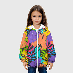 Куртка с капюшоном детская Тропические экзотические листья, цвет: 3D-белый — фото 2