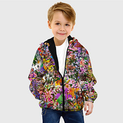 Куртка с капюшоном детская ЦВЕТОЧНАЯ ТЕКСТУРА, цвет: 3D-черный — фото 2