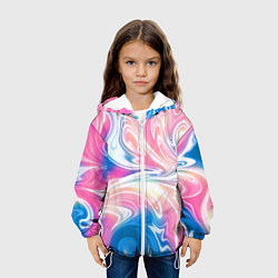 Куртка с капюшоном детская Абстрактный цветной паттерн Волны Abstract Color P, цвет: 3D-белый — фото 2