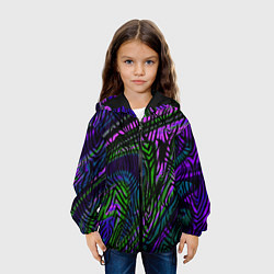 Куртка с капюшоном детская Абстрактный современный тигровый узор, цвет: 3D-черный — фото 2