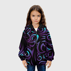 Куртка с капюшоном детская Неоновое завихрение, цвет: 3D-черный — фото 2