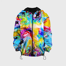 Куртка с капюшоном детская Неоновые всплески красок Лето Neon splashes of col, цвет: 3D-черный