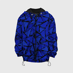 Куртка с капюшоном детская Синие треугольники-геометрический узор, цвет: 3D-черный