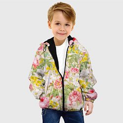 Куртка с капюшоном детская Цветы Летнии Английские Розы, цвет: 3D-черный — фото 2