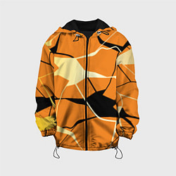 Куртка с капюшоном детская Абстрактные полосы на оранжевом фоне, цвет: 3D-черный