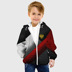 Куртка с капюшоном детская Россия Спорт Текстура Плиты, цвет: 3D-белый — фото 2