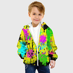 Куртка с капюшоном детская Абстрактная картина в разноцветный неоновых тонах, цвет: 3D-белый — фото 2