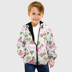 Куртка с капюшоном детская Принцесса, замки и единороги, цвет: 3D-черный — фото 2