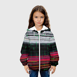 Куртка с капюшоном детская Цветная мозаика colored mosaic lines, цвет: 3D-белый — фото 2