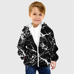 Куртка с капюшоном детская Текстура чёрного мрамора Texture of black marble, цвет: 3D-белый — фото 2