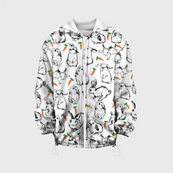 Куртка с капюшоном детская Зайцы с морковками, цвет: 3D-белый