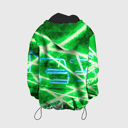 Детская куртка Неоновые лучи и буквы - Зелёный / 3D-Черный – фото 2