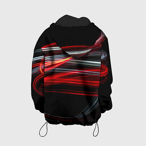 Детская куртка Волнообразные линии неона - Красный / 3D-Черный – фото 2