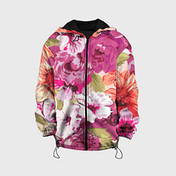 Куртка с капюшоном детская Красочный цветочный паттерн Лето Fashion trend 202, цвет: 3D-черный