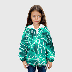 Куртка с капюшоном детская Неоновые лучи и неоновые надписи - Светло-зелёный, цвет: 3D-белый — фото 2