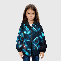 Куртка с капюшоном детская Неоновые фигуры с лазерами - Голубой, цвет: 3D-черный — фото 2