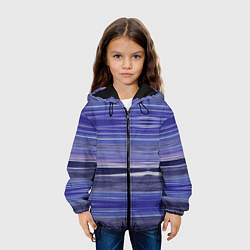 Куртка с капюшоном детская Абстрактный синий полосатый узор, цвет: 3D-черный — фото 2