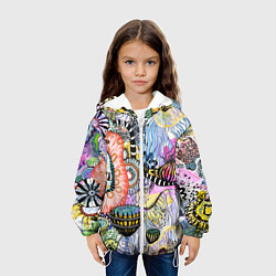 Куртка с капюшоном детская Подводный цветочно коралловый мир, цвет: 3D-белый — фото 2