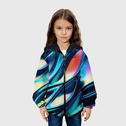 Куртка с капюшоном детская Abstract Wave, цвет: 3D-черный — фото 2