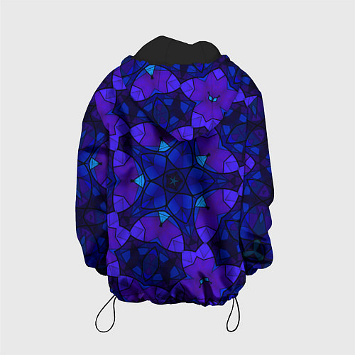 Детская куртка Калейдоскоп -геометрический сине-фиолетовый узор / 3D-Черный – фото 2