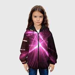 Куртка с капюшоном детская Неоновые лазеры во тьме - Розовый, цвет: 3D-черный — фото 2