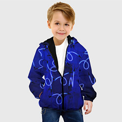 Куртка с капюшоном детская Неоновые закрученные фонари - Синий, цвет: 3D-черный — фото 2