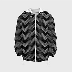 Куртка с капюшоном детская Геометрический черно-белый узор Арт Деко, цвет: 3D-белый