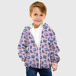 Куртка с капюшоном детская РЕТРО ПАТТЕРН 80-е, цвет: 3D-белый — фото 2