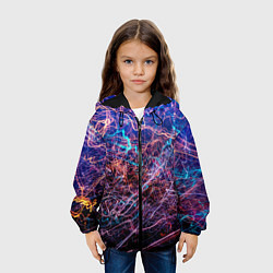 Куртка с капюшоном детская Неоновые сети - Синий, цвет: 3D-черный — фото 2