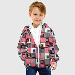Куртка с капюшоном детская Розовый геометрический узор Geometric shapes, цвет: 3D-белый — фото 2