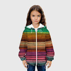 Куртка с капюшоном детская Multicolored thin stripes Разноцветные полосы, цвет: 3D-белый — фото 2
