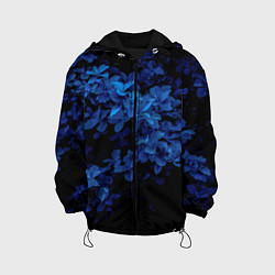 Куртка с капюшоном детская BLUE FLOWERS Синие цветы, цвет: 3D-черный