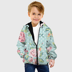 Куртка с капюшоном детская Романтические розы, цвет: 3D-черный — фото 2