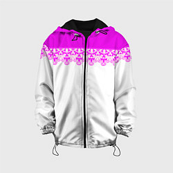Куртка с капюшоном детская White and pink lace pattern, цвет: 3D-черный