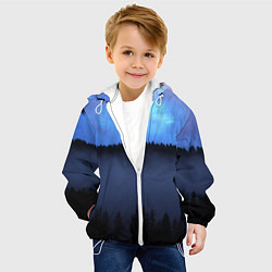 Куртка с капюшоном детская Неоновое небо над лесом, цвет: 3D-белый — фото 2