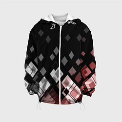 Куртка с капюшоном детская Geometric pattern черно-коричневый узор Ромбы, цвет: 3D-белый