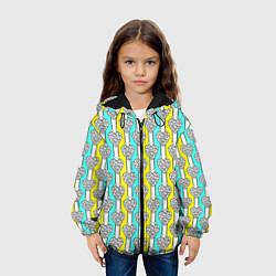 Куртка с капюшоном детская Striped multicolored pattern with hearts, цвет: 3D-черный — фото 2