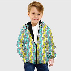 Куртка с капюшоном детская Striped multicolored pattern with hearts, цвет: 3D-черный — фото 2