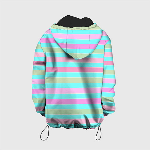 Детская куртка Pink turquoise stripes horizontal Полосатый узор / 3D-Черный – фото 2