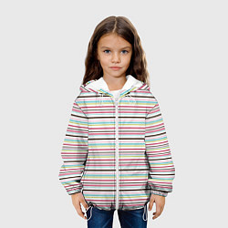 Куртка с капюшоном детская Полоски светлые на белом фоне, цвет: 3D-белый — фото 2