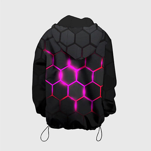 Детская куртка Объёмные соты - неоновые проблески / 3D-Черный – фото 2