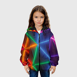 Куртка с капюшоном детская Неоновые лучи разных цветов - Синий, цвет: 3D-черный — фото 2