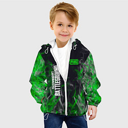 Куртка с капюшоном детская Pubg - зелёное пламя, цвет: 3D-белый — фото 2