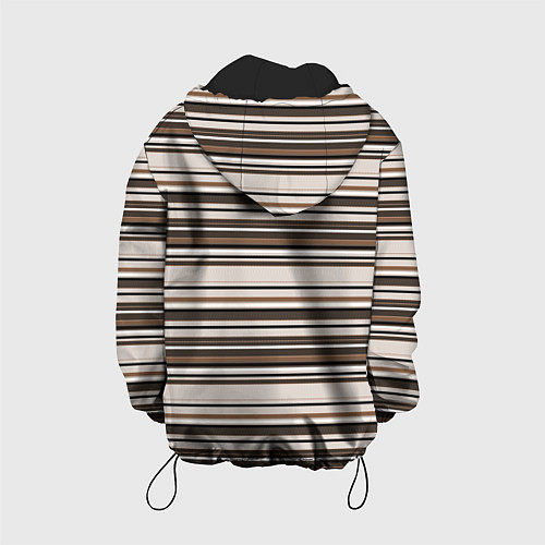 Детская куртка Горизонтальные коричневые бежевые черные полосы / 3D-Черный – фото 2