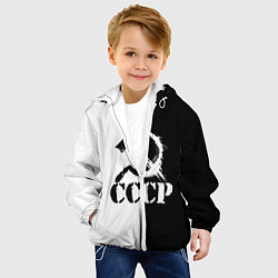 Куртка с капюшоном детская СОВЕТСКИЙ СОЮЗ - СЕРП И МОЛОТ - Черно-белое, цвет: 3D-белый — фото 2