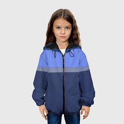 Куртка с капюшоном детская Серая полоса на синем, цвет: 3D-черный — фото 2
